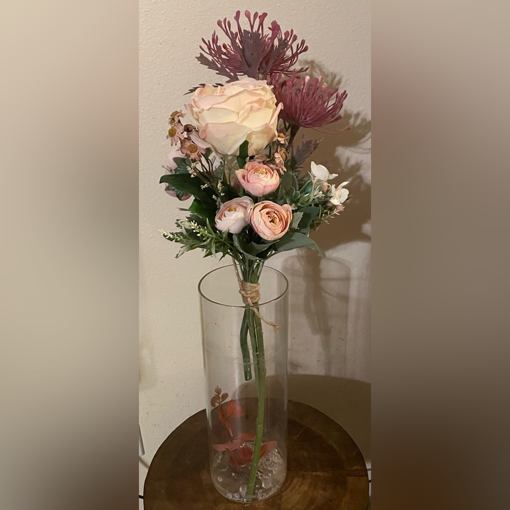 Artificial Pink and Cream Artificial Floral Bouquet (Vase not included)